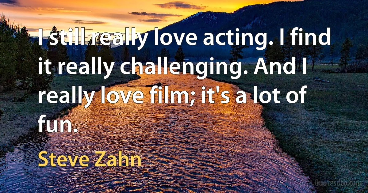 I still really love acting. I find it really challenging. And I really love film; it's a lot of fun. (Steve Zahn)