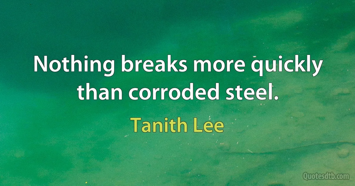 Nothing breaks more quickly than corroded steel. (Tanith Lee)