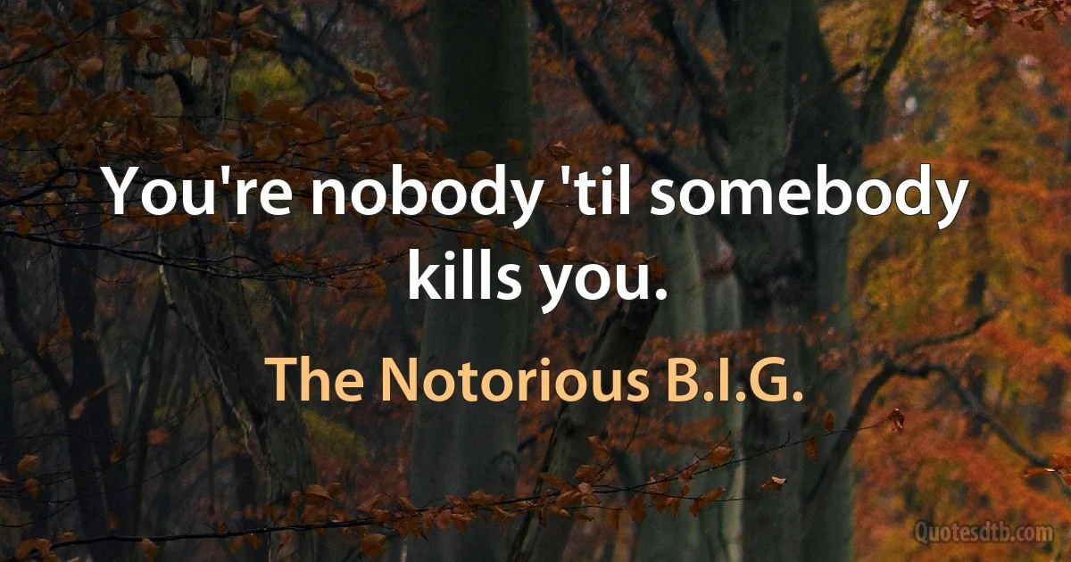 You're nobody 'til somebody kills you. (The Notorious B.I.G.)