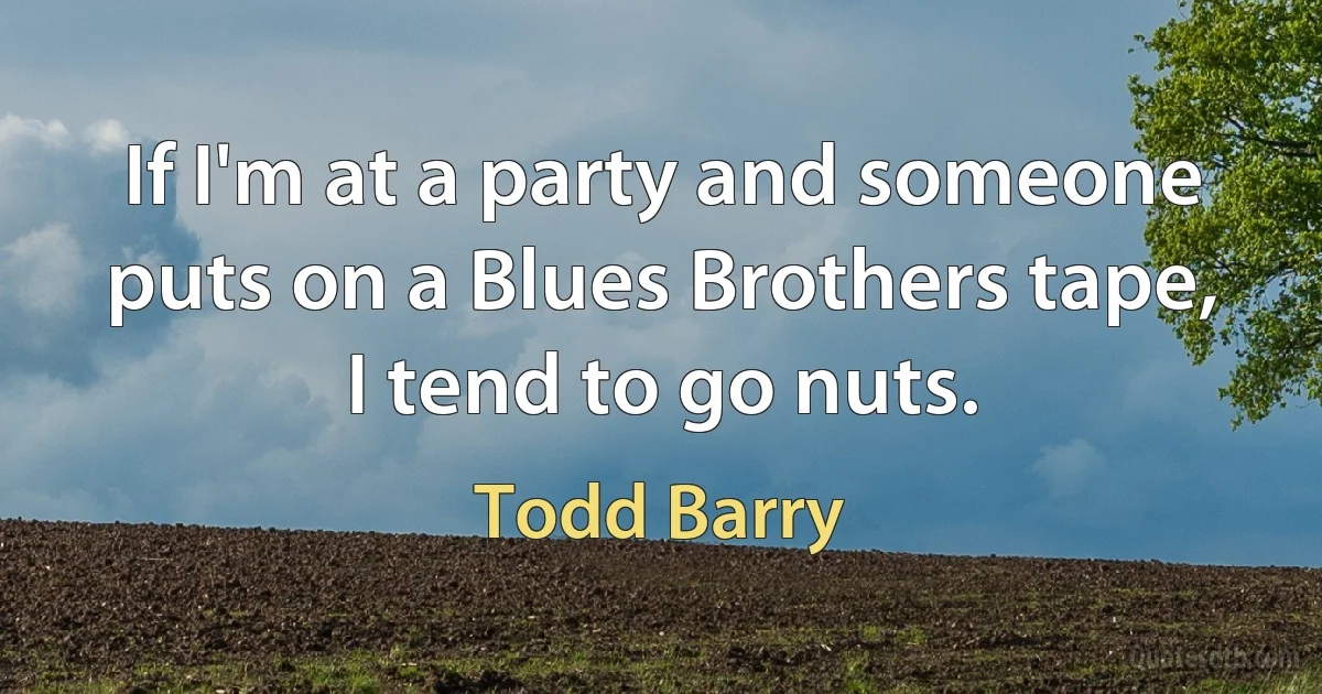 If I'm at a party and someone puts on a Blues Brothers tape, I tend to go nuts. (Todd Barry)