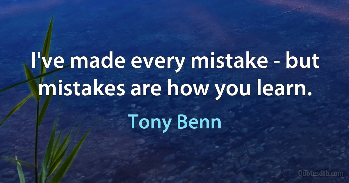 I've made every mistake - but mistakes are how you learn. (Tony Benn)