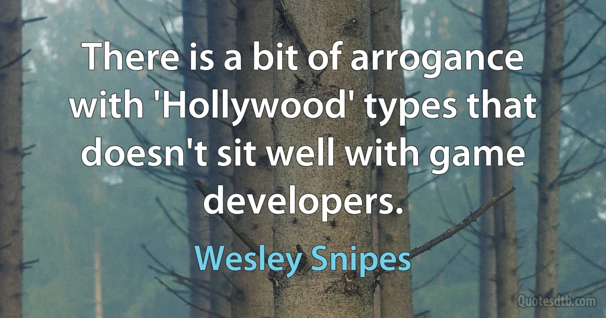 There is a bit of arrogance with 'Hollywood' types that doesn't sit well with game developers. (Wesley Snipes)