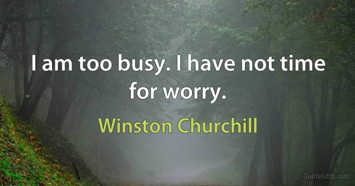 I am too busy. I have not time for worry. (Winston Churchill)