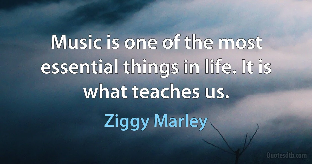 Music is one of the most essential things in life. It is what teaches us. (Ziggy Marley)