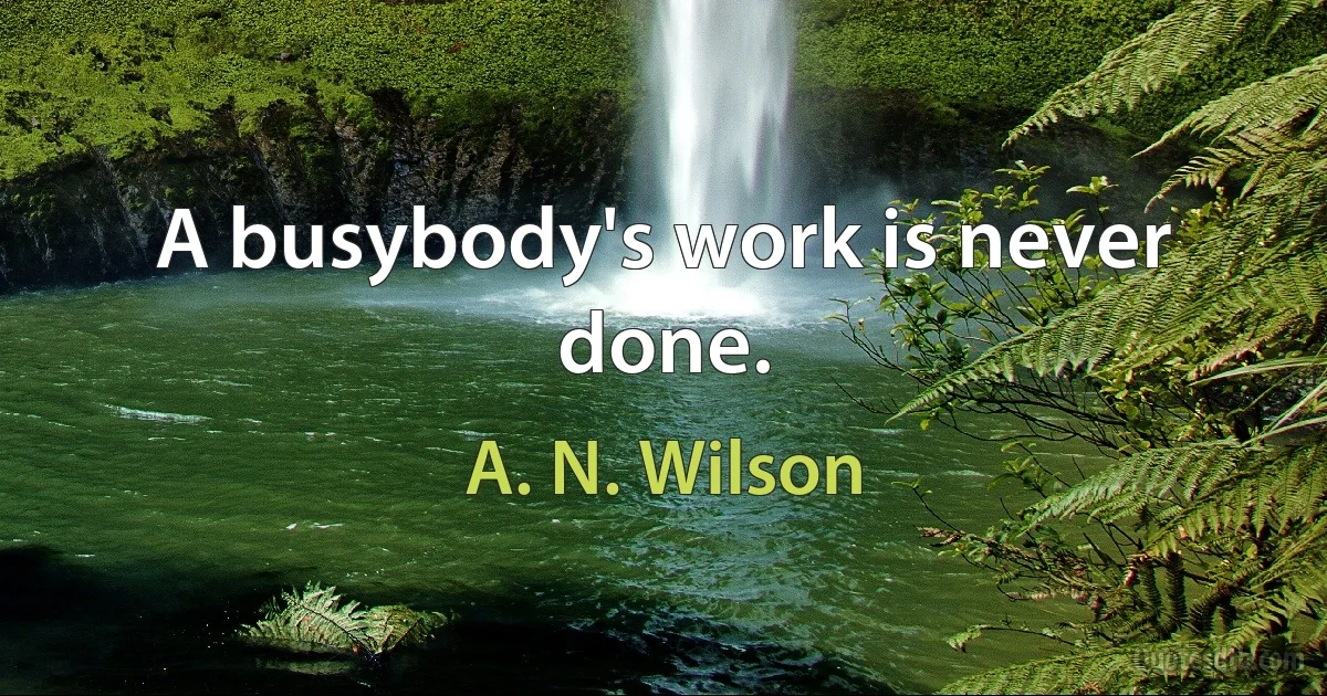 A busybody's work is never done. (A. N. Wilson)