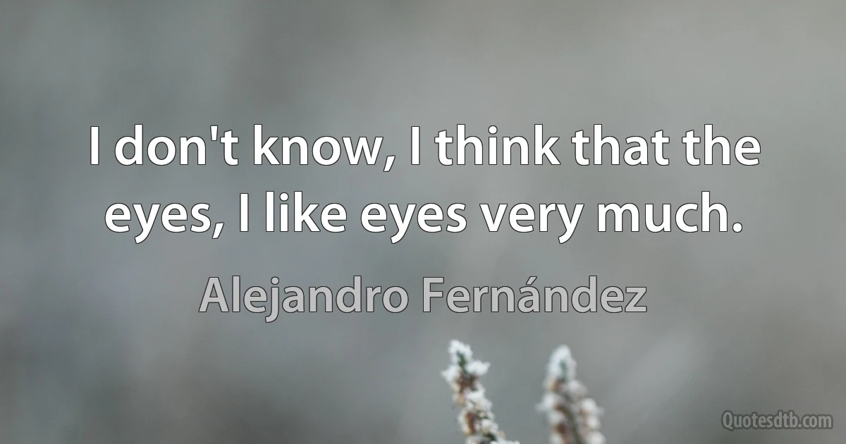 I don't know, I think that the eyes, I like eyes very much. (Alejandro Fernández)