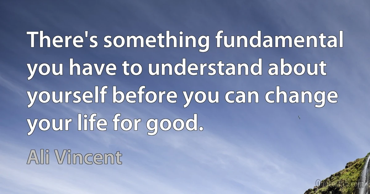 There's something fundamental you have to understand about yourself before you can change your life for good. (Ali Vincent)