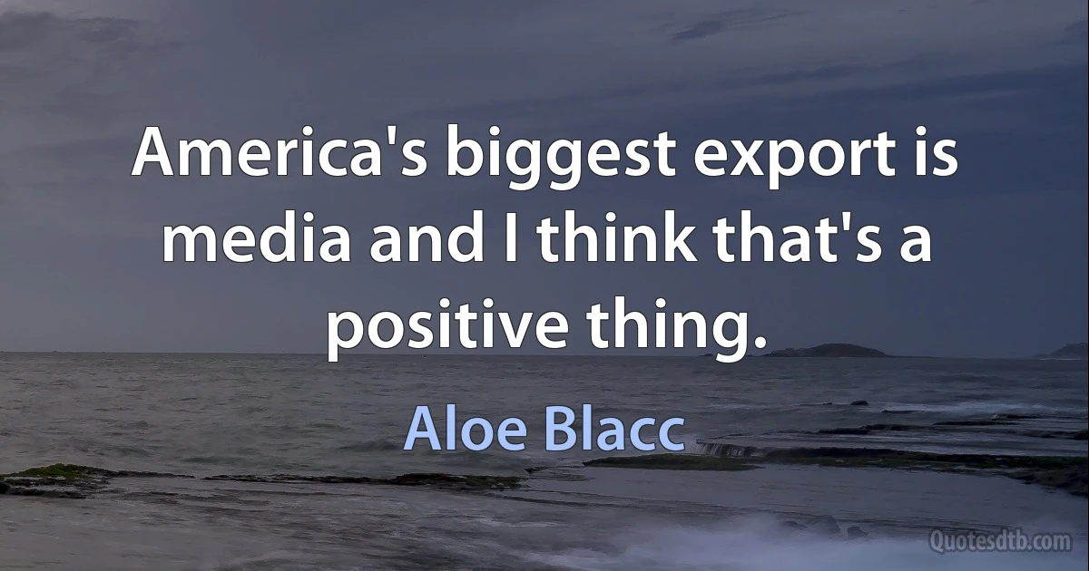 America's biggest export is media and I think that's a positive thing. (Aloe Blacc)