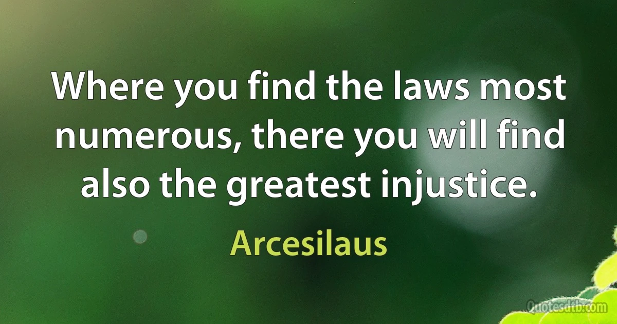 Where you find the laws most numerous, there you will find also the greatest injustice. (Arcesilaus)