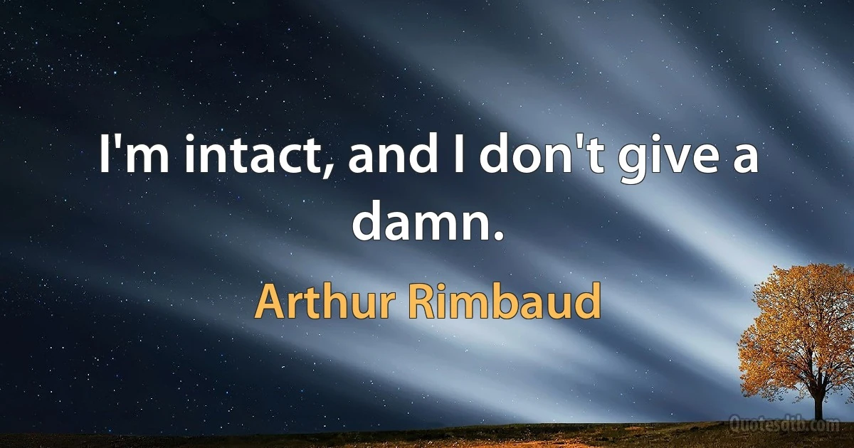 I'm intact, and I don't give a damn. (Arthur Rimbaud)