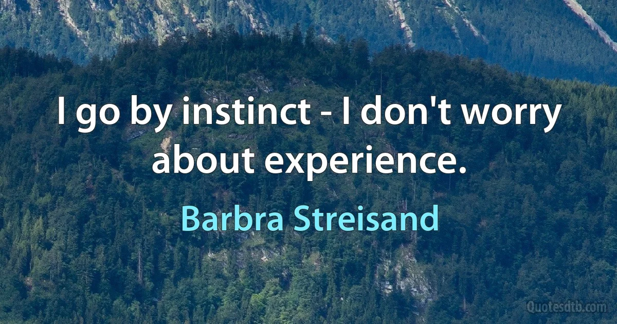 I go by instinct - I don't worry about experience. (Barbra Streisand)