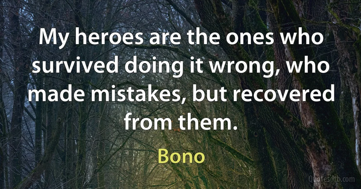 My heroes are the ones who survived doing it wrong, who made mistakes, but recovered from them. (Bono)