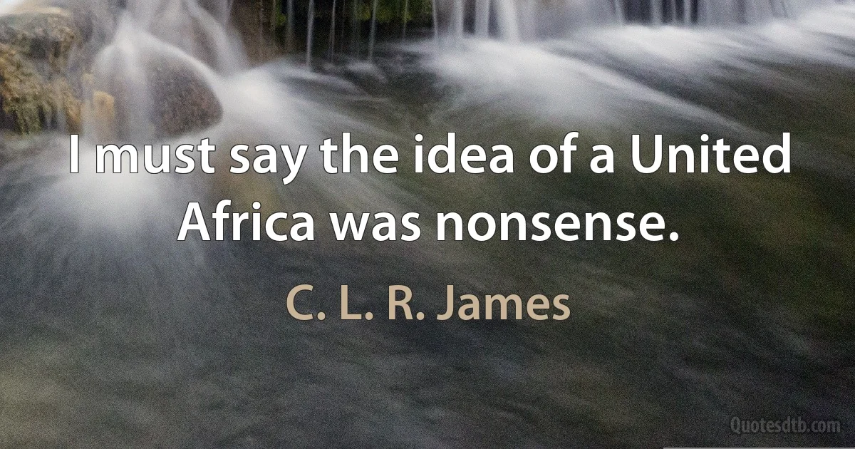 I must say the idea of a United Africa was nonsense. (C. L. R. James)