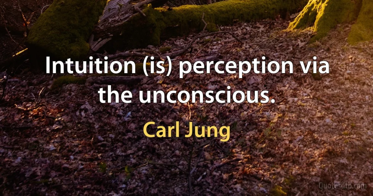 Intuition (is) perception via the unconscious. (Carl Jung)