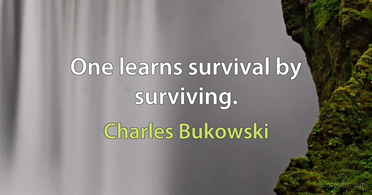 One learns survival by surviving. (Charles Bukowski)