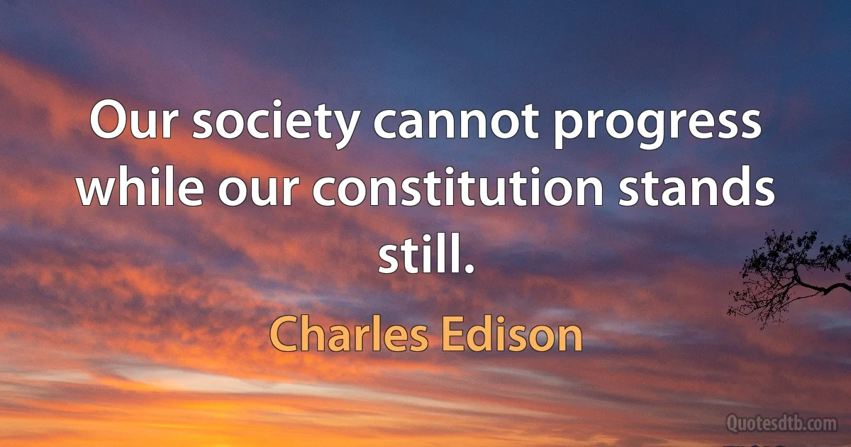 Our society cannot progress while our constitution stands still. (Charles Edison)