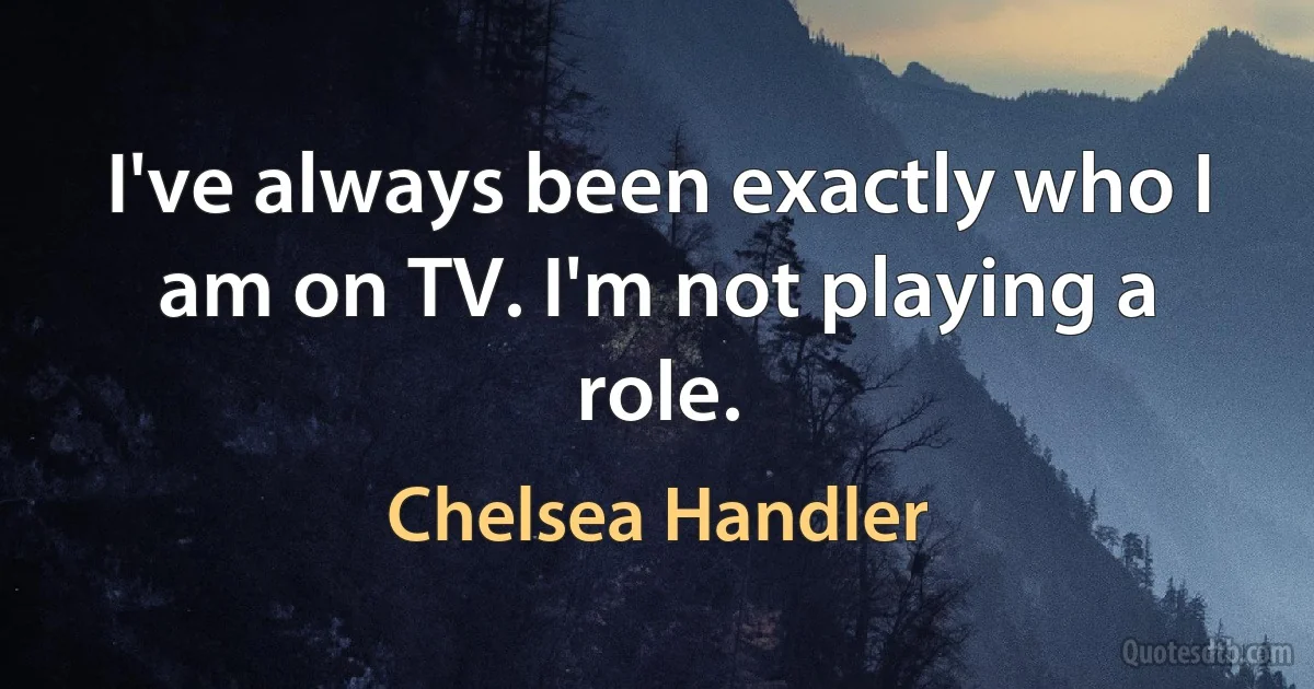 I've always been exactly who I am on TV. I'm not playing a role. (Chelsea Handler)