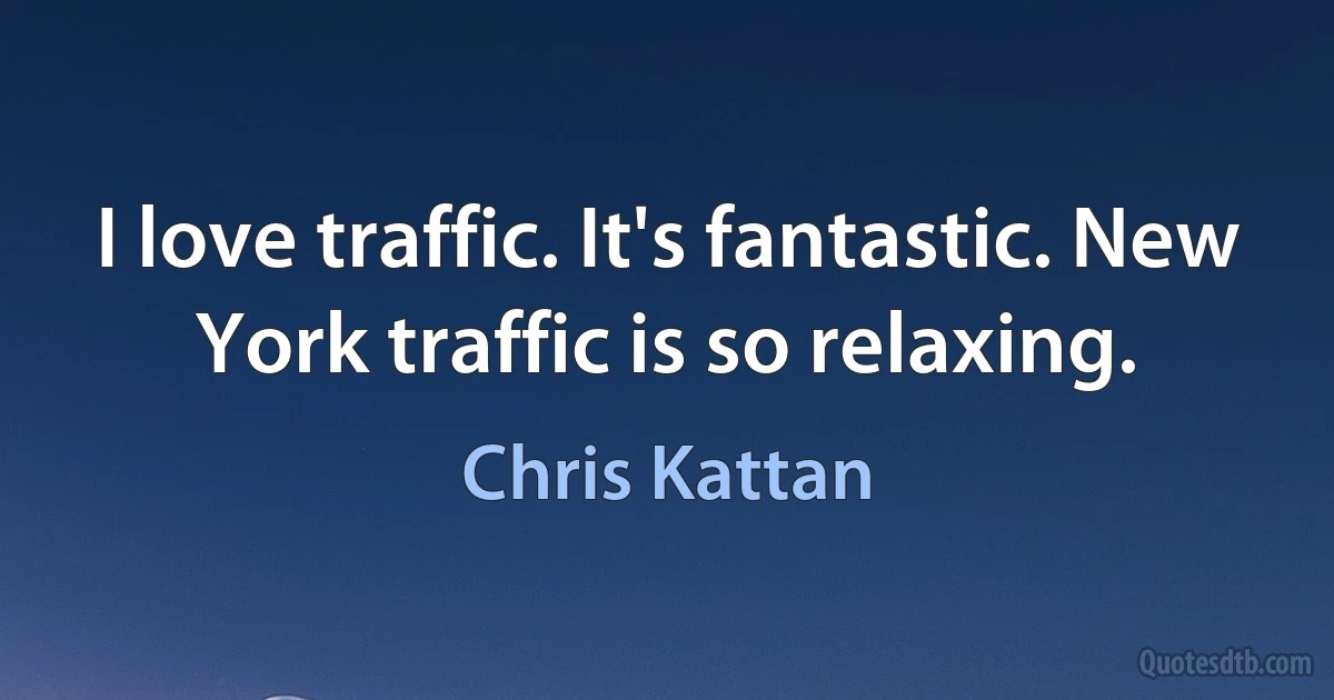 I love traffic. It's fantastic. New York traffic is so relaxing. (Chris Kattan)