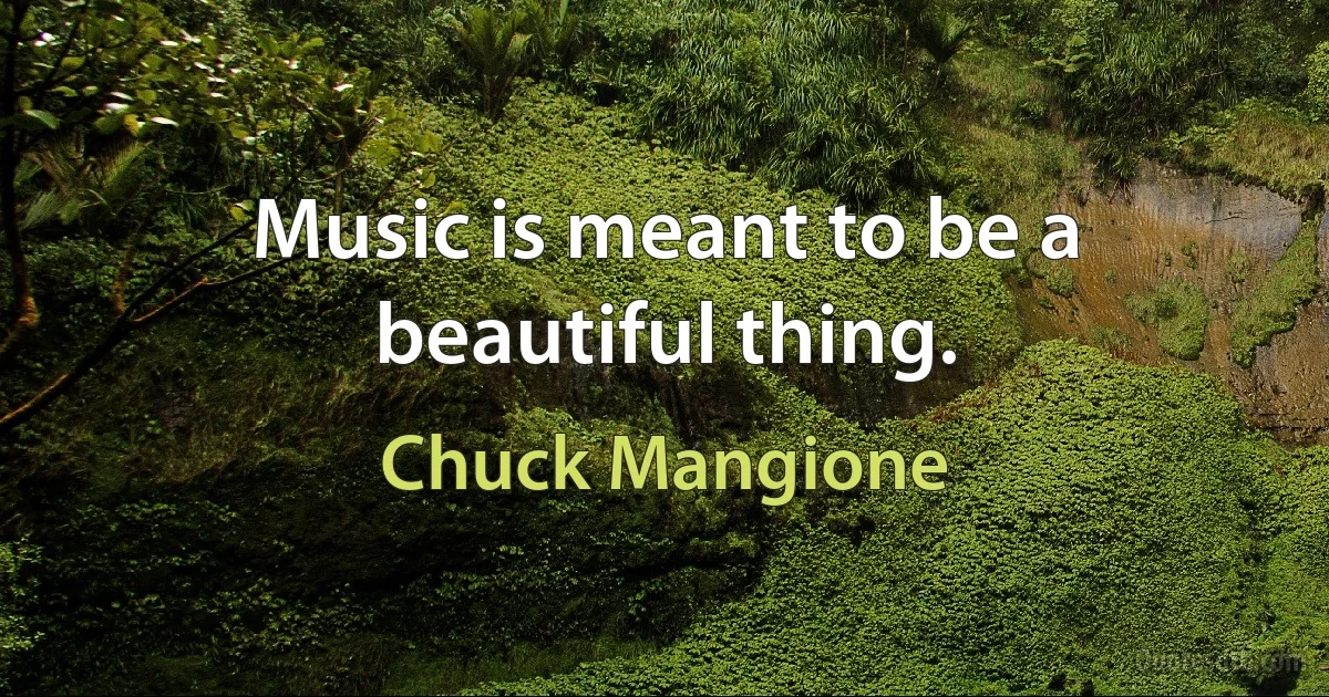 Music is meant to be a beautiful thing. (Chuck Mangione)