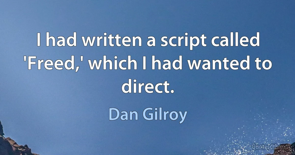 I had written a script called 'Freed,' which I had wanted to direct. (Dan Gilroy)