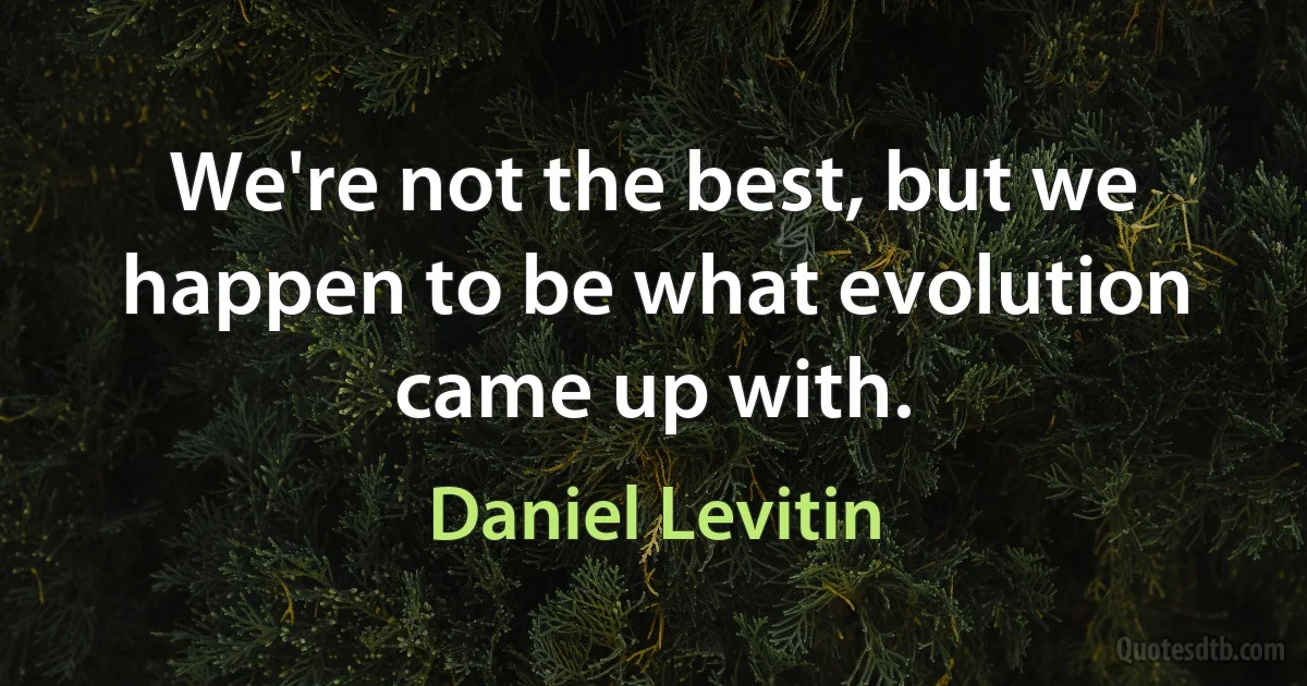 We're not the best, but we happen to be what evolution came up with. (Daniel Levitin)