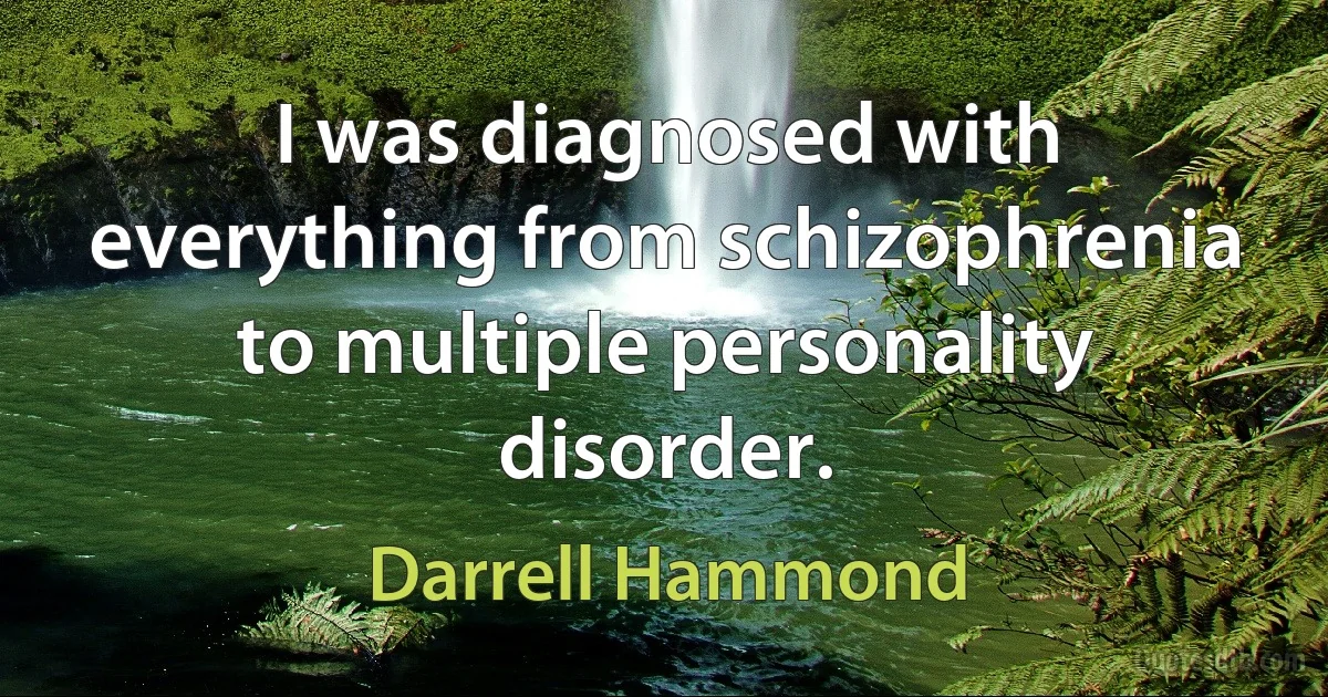 I was diagnosed with everything from schizophrenia to multiple personality disorder. (Darrell Hammond)