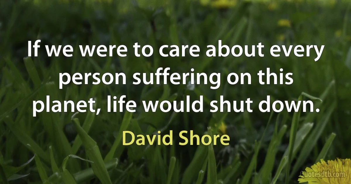 If we were to care about every person suffering on this planet, life would shut down. (David Shore)