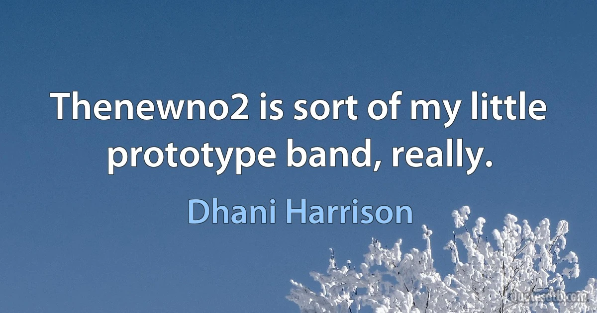 Thenewno2 is sort of my little prototype band, really. (Dhani Harrison)