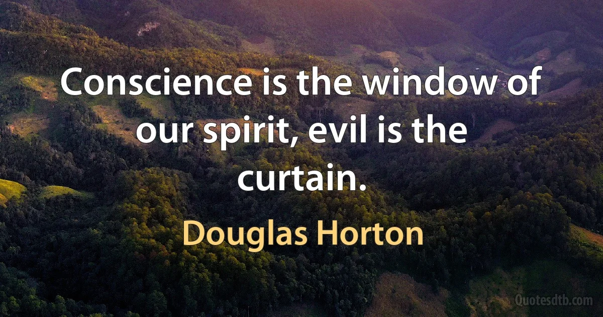 Conscience is the window of our spirit, evil is the curtain. (Douglas Horton)