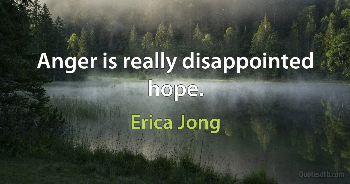 Anger is really disappointed hope. (Erica Jong)