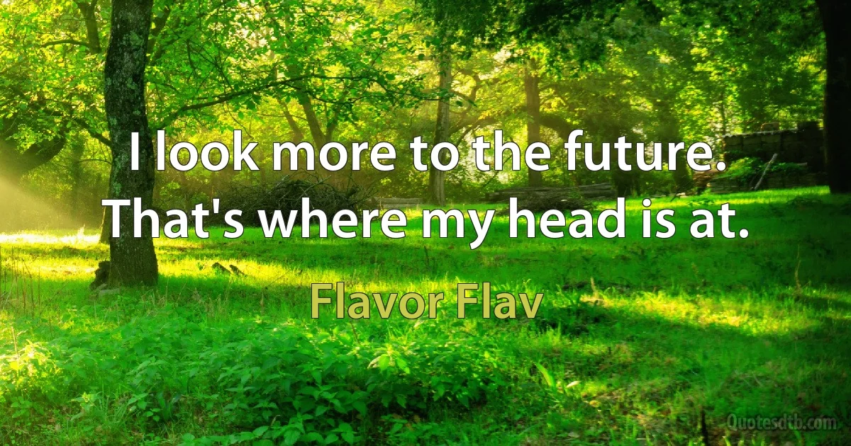 I look more to the future. That's where my head is at. (Flavor Flav)