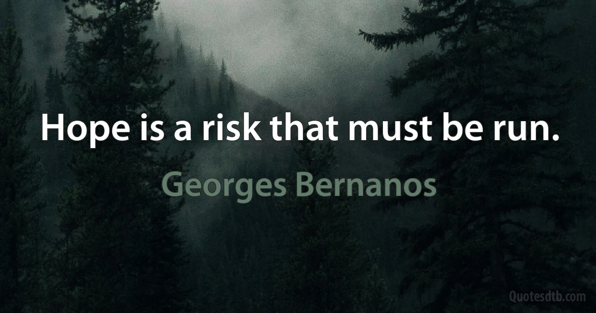 Hope is a risk that must be run. (Georges Bernanos)