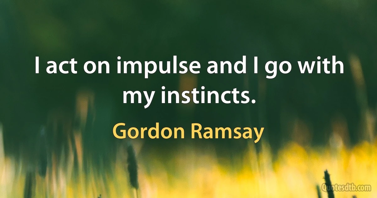 I act on impulse and I go with my instincts. (Gordon Ramsay)