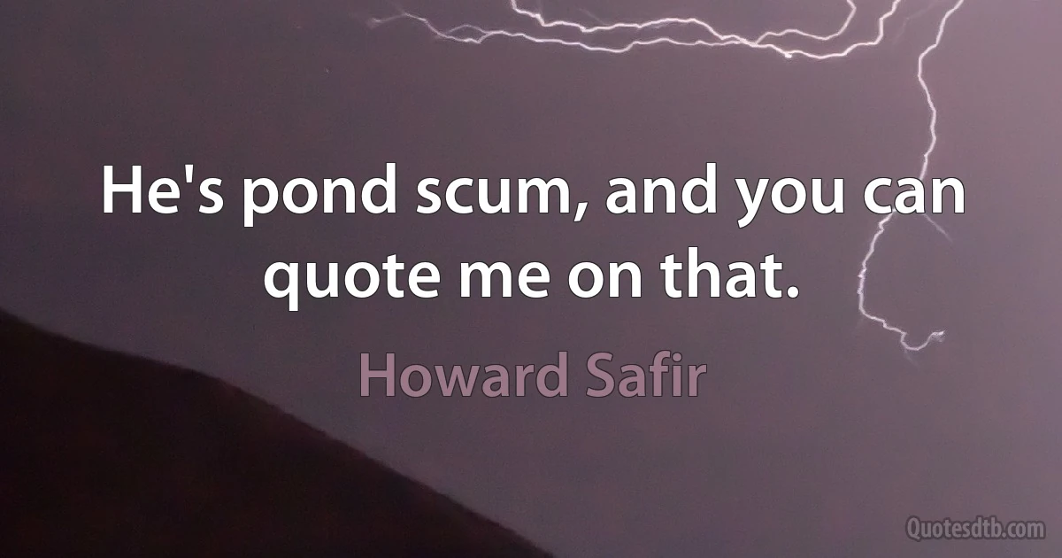 He's pond scum, and you can quote me on that. (Howard Safir)