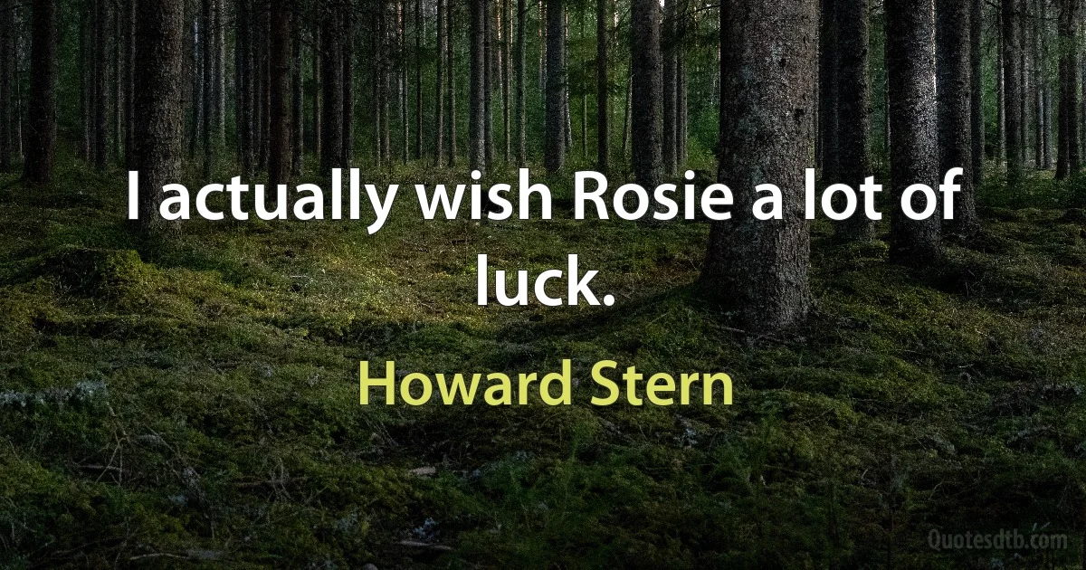 I actually wish Rosie a lot of luck. (Howard Stern)