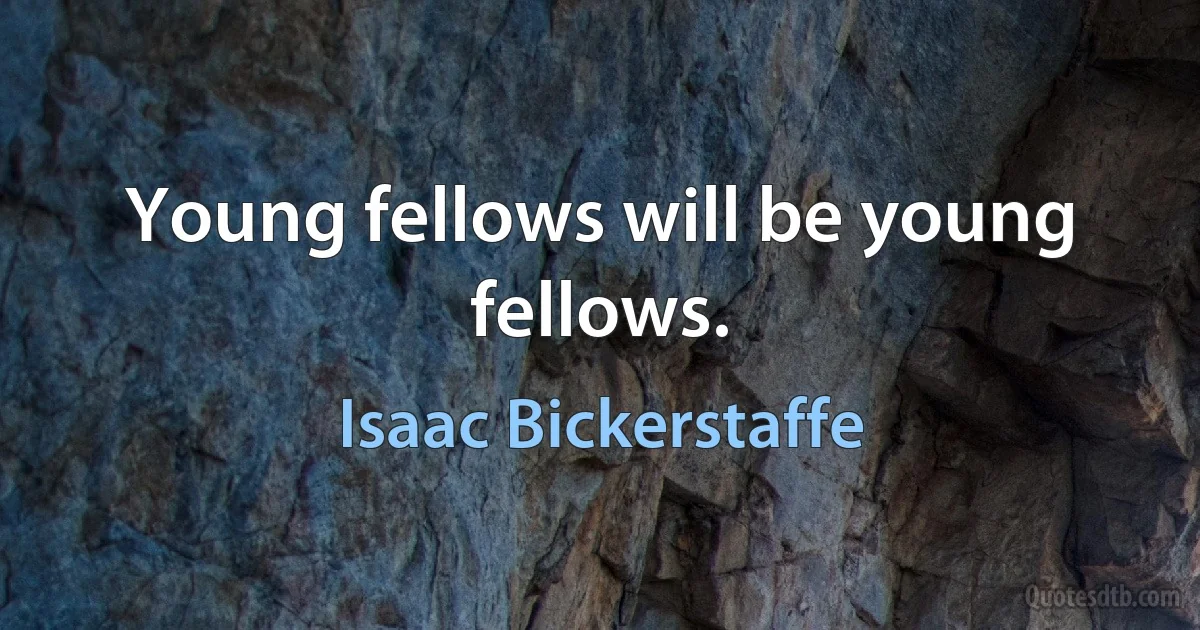 Young fellows will be young fellows. (Isaac Bickerstaffe)