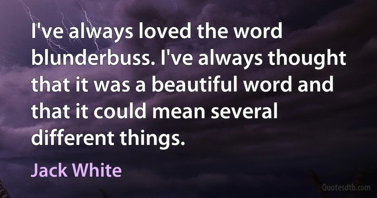 I've always loved the word blunderbuss. I've always thought that it was a beautiful word and that it could mean several different things. (Jack White)