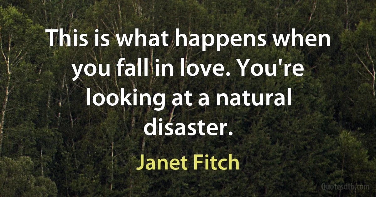 This is what happens when you fall in love. You're looking at a natural disaster. (Janet Fitch)