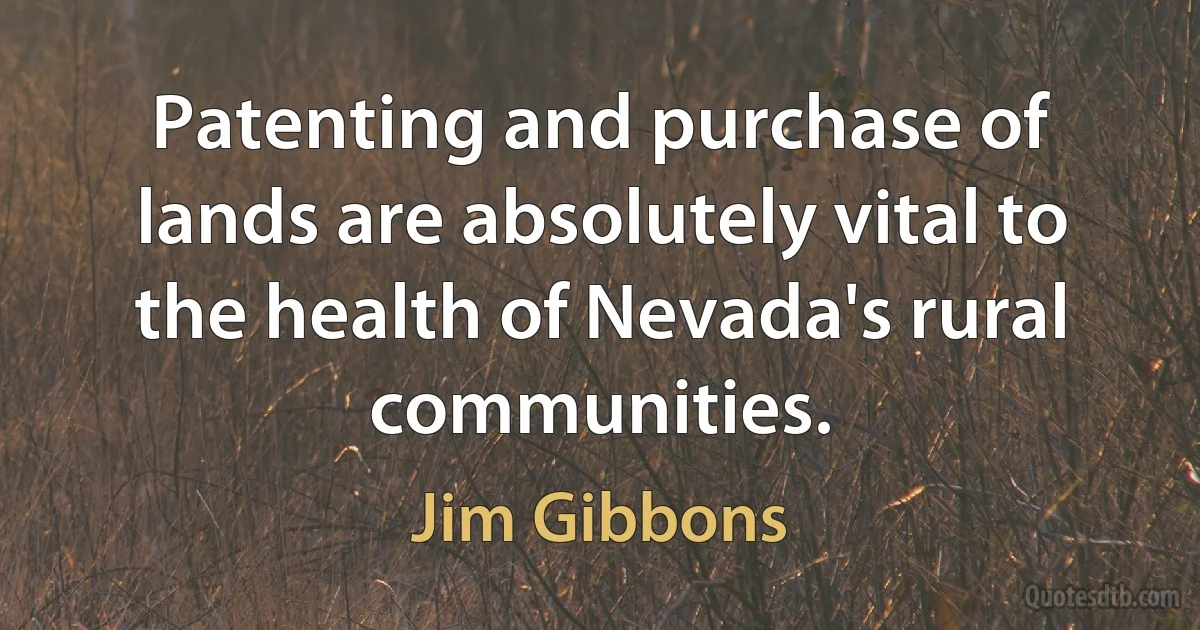 Patenting and purchase of lands are absolutely vital to the health of Nevada's rural communities. (Jim Gibbons)