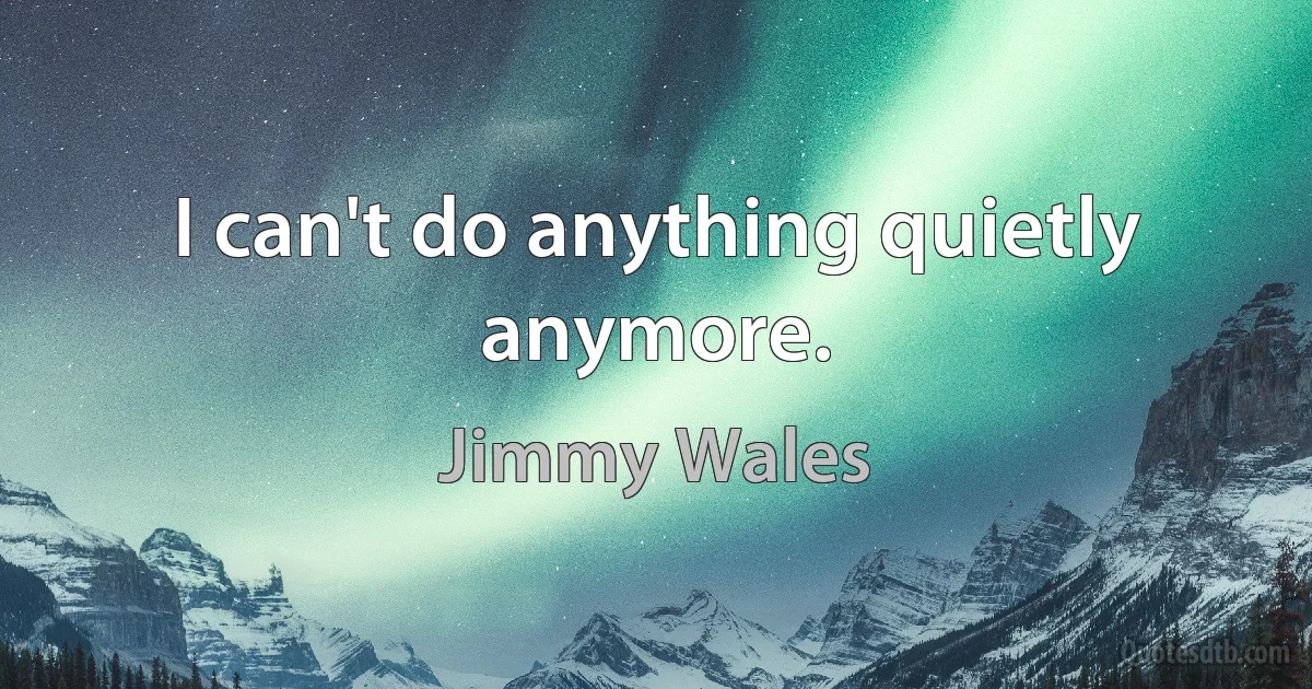 I can't do anything quietly anymore. (Jimmy Wales)