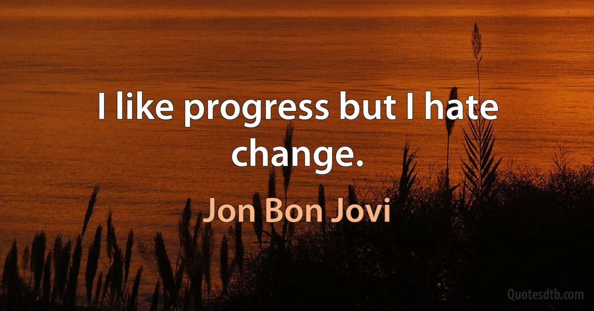 I like progress but I hate change. (Jon Bon Jovi)