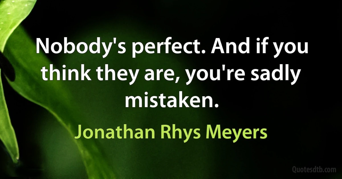 Nobody's perfect. And if you think they are, you're sadly mistaken. (Jonathan Rhys Meyers)