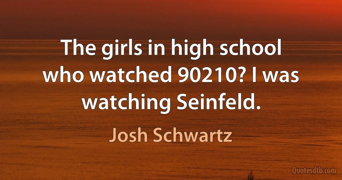 The girls in high school who watched 90210? I was watching Seinfeld. (Josh Schwartz)