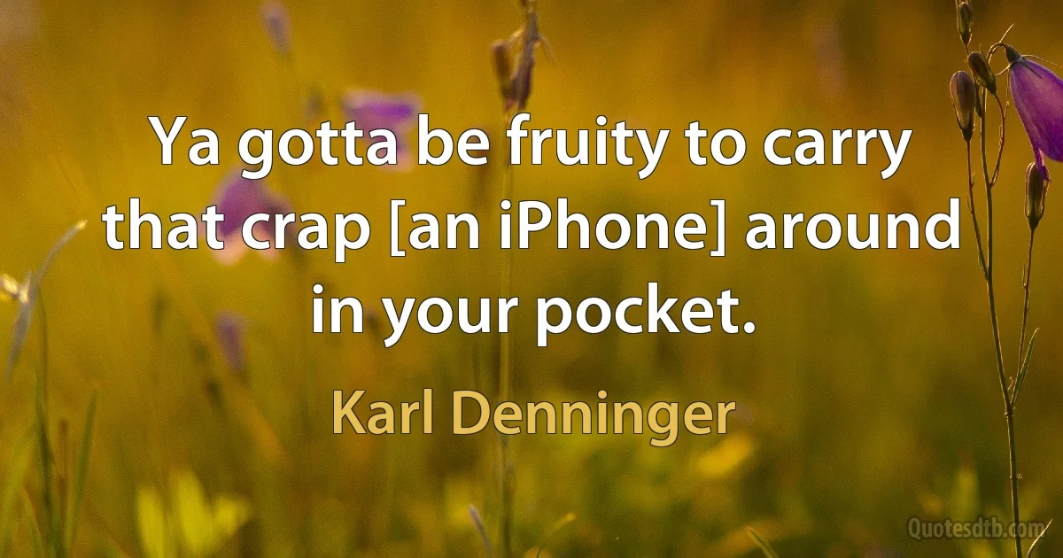 Ya gotta be fruity to carry that crap [an iPhone] around in your pocket. (Karl Denninger)