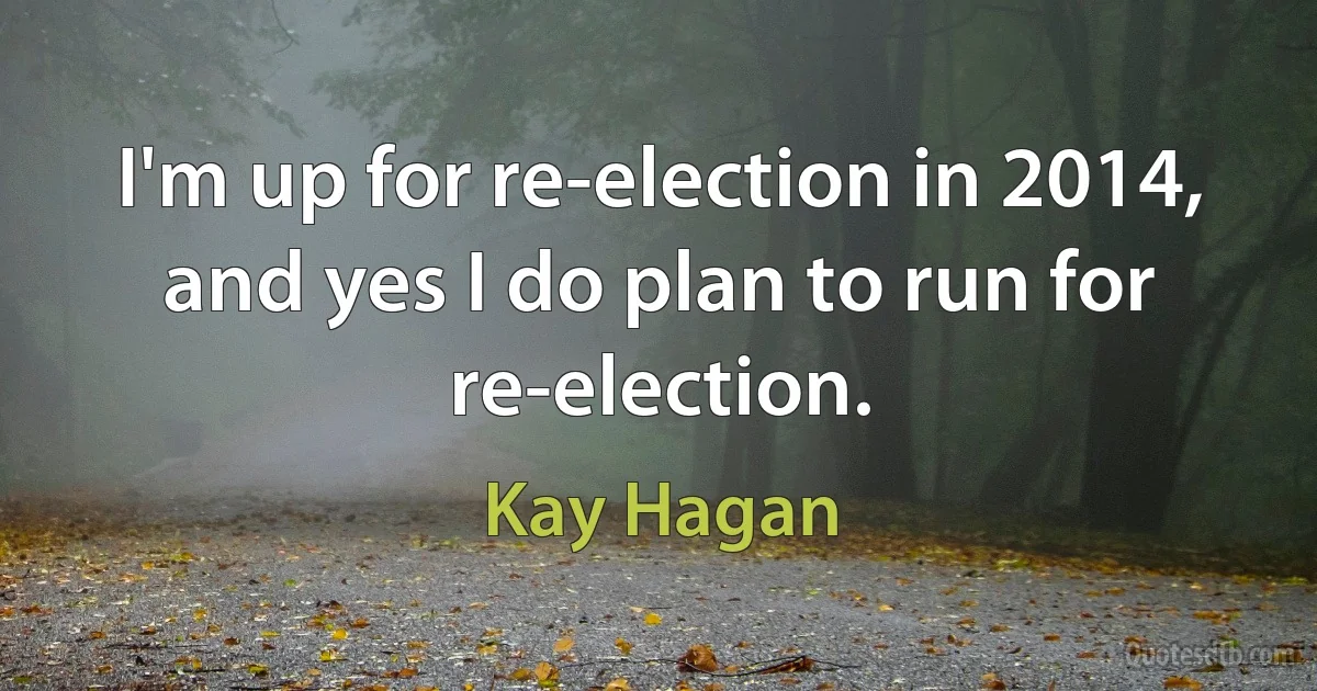 I'm up for re-election in 2014, and yes I do plan to run for re-election. (Kay Hagan)