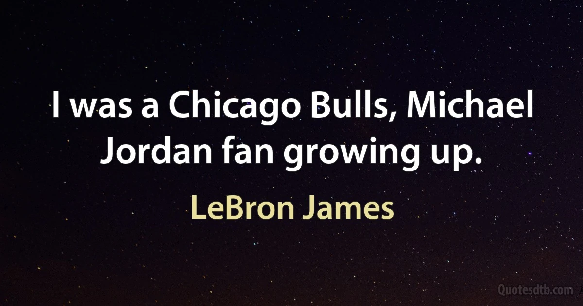 I was a Chicago Bulls, Michael Jordan fan growing up. (LeBron James)