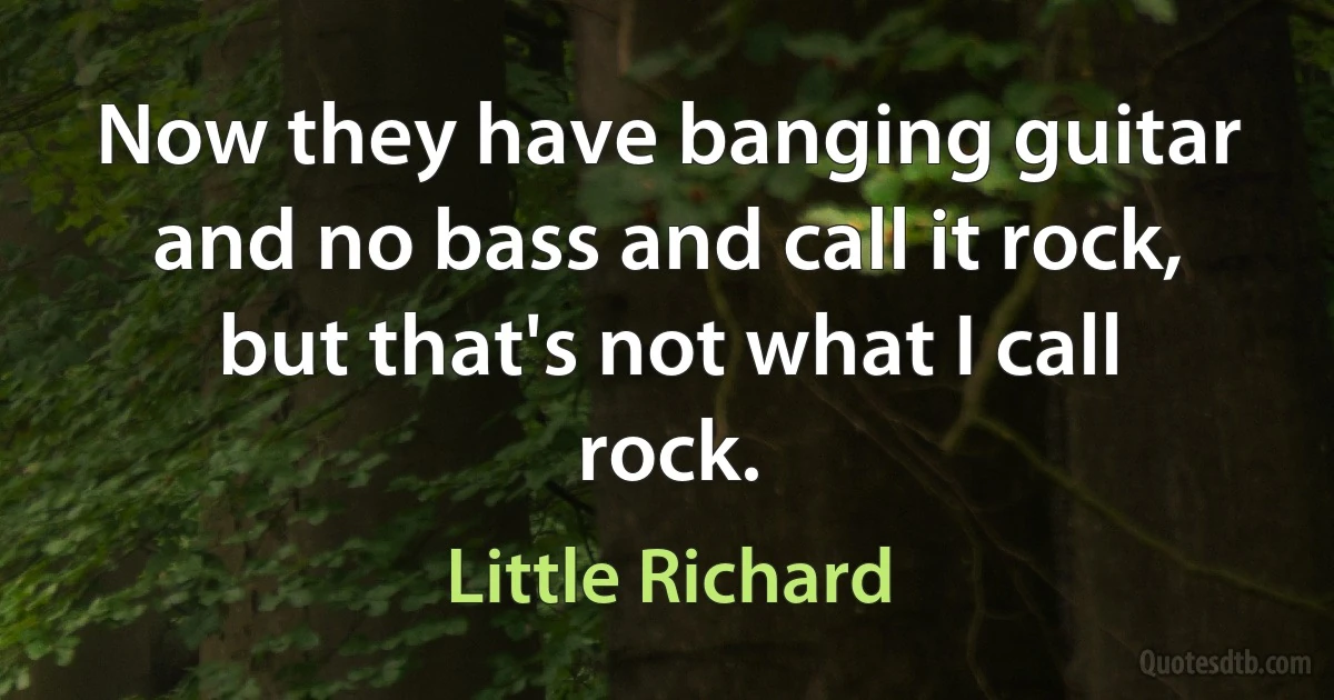 Now they have banging guitar and no bass and call it rock, but that's not what I call rock. (Little Richard)