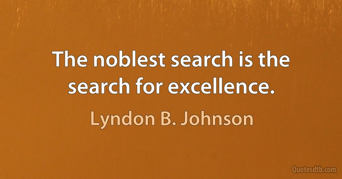 The noblest search is the search for excellence. (Lyndon B. Johnson)