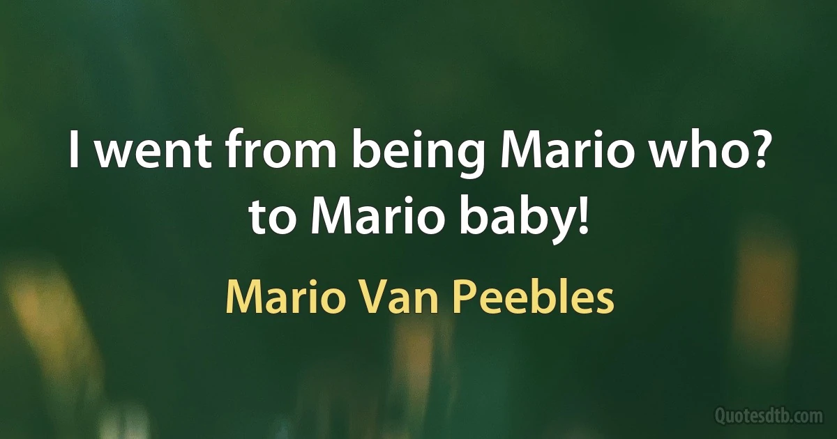 I went from being Mario who? to Mario baby! (Mario Van Peebles)