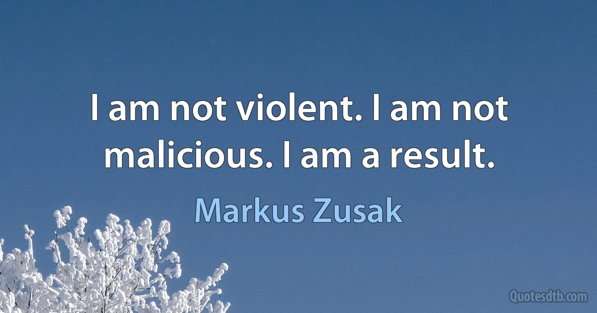 I am not violent. I am not malicious. I am a result. (Markus Zusak)